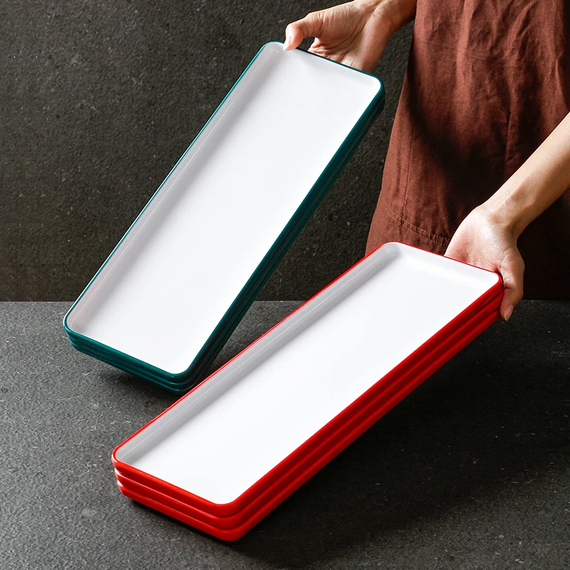 祥源美密胺餐具盘子长方形商用烤肉烧烤餐盘盘子仿瓷塑料寿司盘