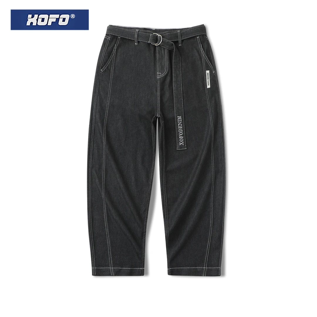 活染工艺2025年新款新品休闲直筒宽松阔腿垂感黑色工装牛仔裤男款