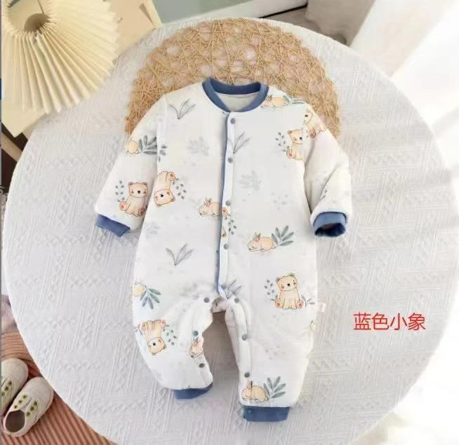 婴幼儿冬季夹棉连体150g棉花衣打底外穿连体