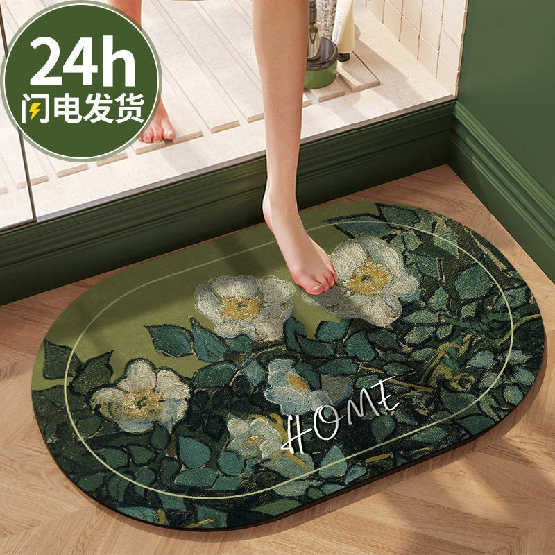 软硅藻泥卫生间厕所浴室厨房地垫易打理脚垫浴室吸水吸油防滑地垫