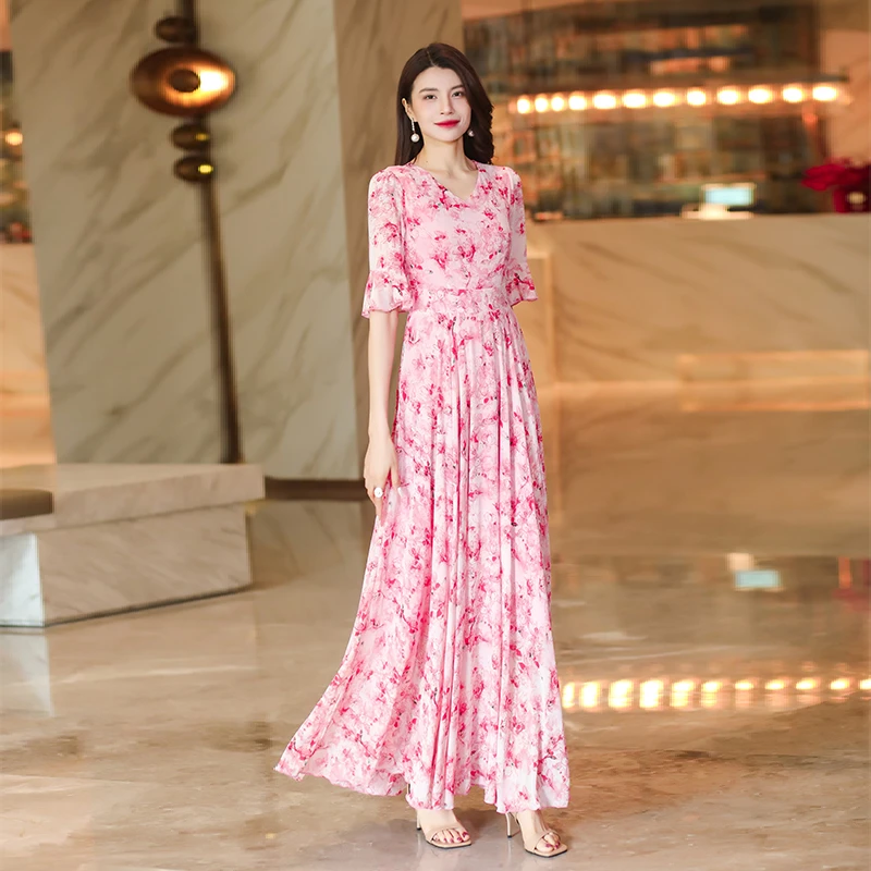 2025夏季碎花收腰显瘦时尚大摆裙波西米亚仙女长裙中长款 11