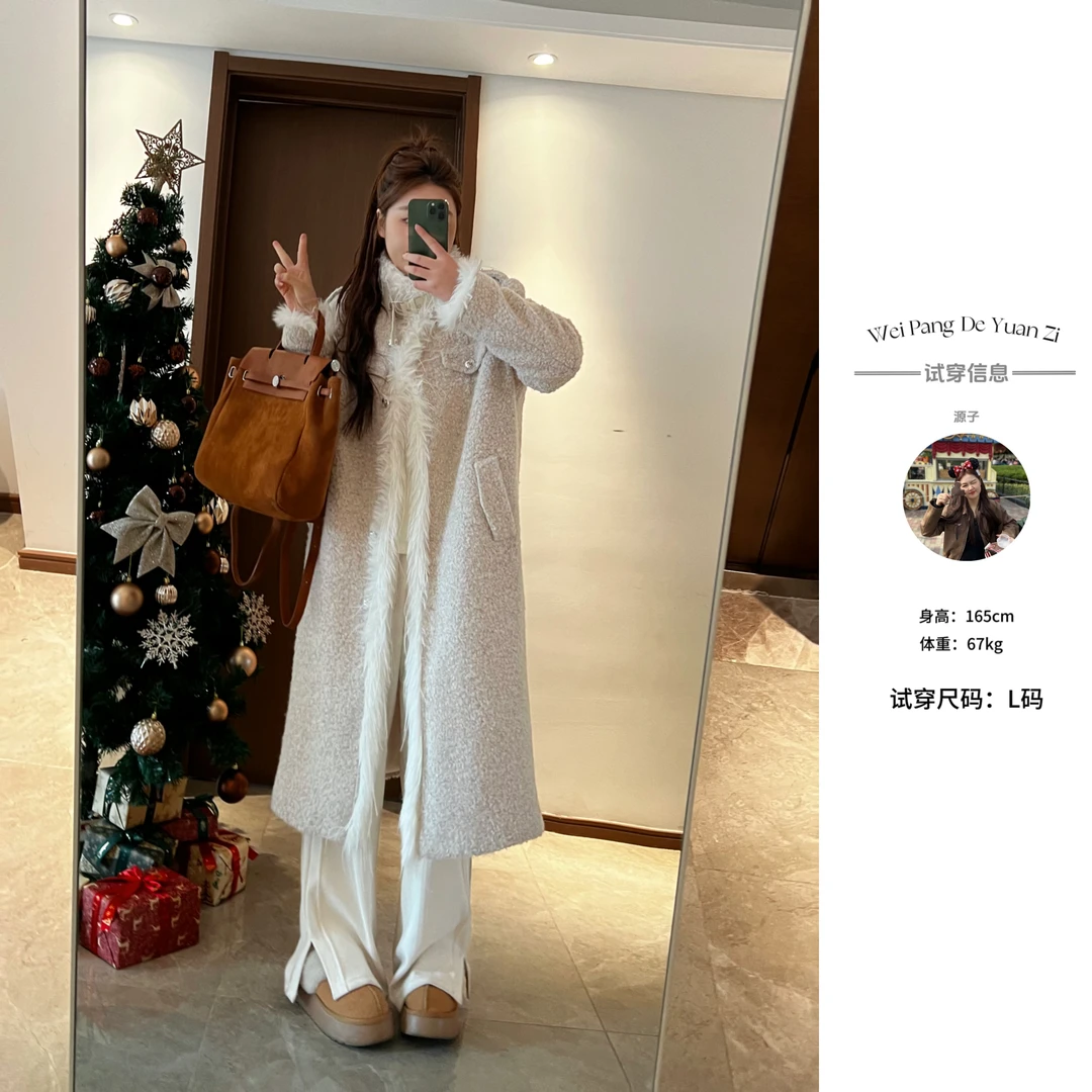 NANXU/楠序源子微胖女装 2023冬装时尚气质羊毛毛呢外套女YZ20283