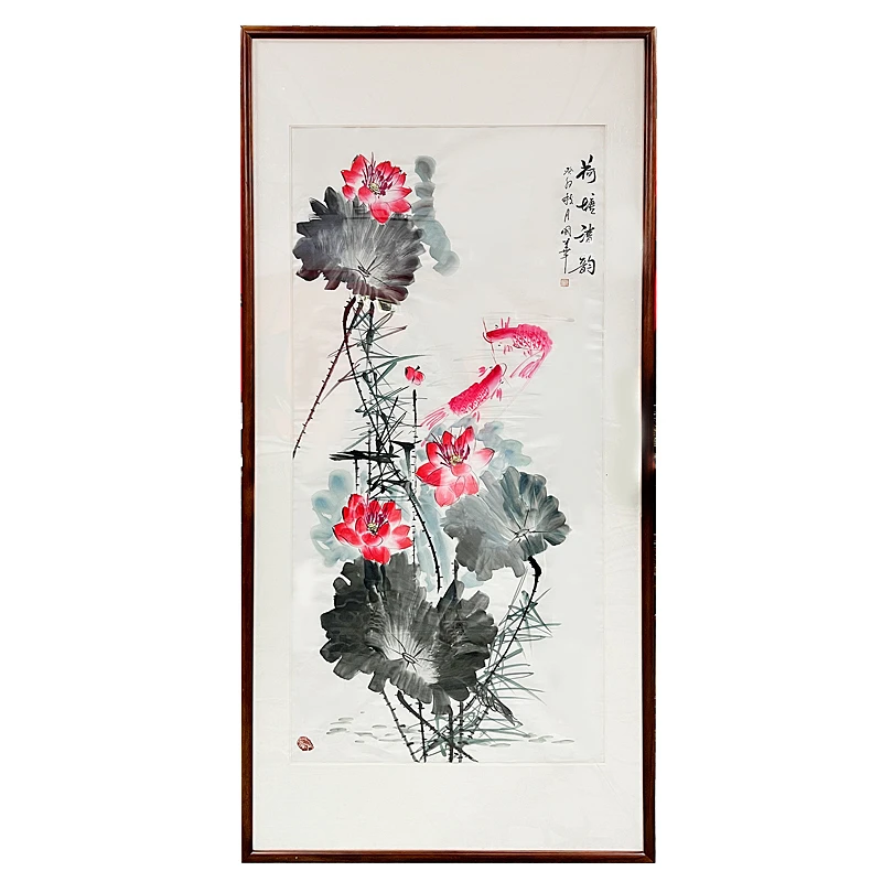 中乾书画院-荷塘清韵-刘国华手绘-四尺宣纸-不带框