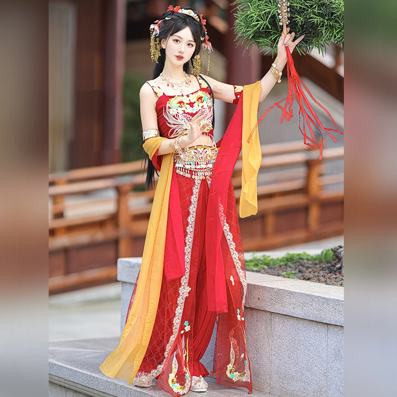妙妙山原创汉服异域公主敦煌飞天西域风情重工刺绣汉元素舞台服装