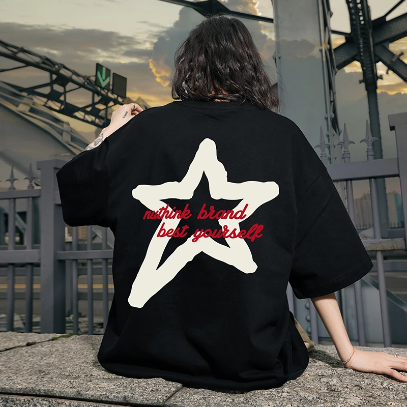 Nuthink情侣装夏季T恤高级感新款衣服潮牌不一样的短袖套装印花