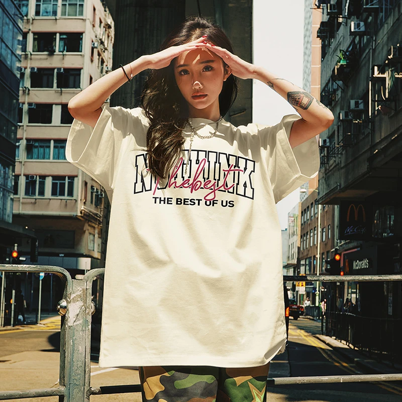 Nuthink2025年新款夏季宽松港风印花圆领圆领新潮男装清新短袖T恤