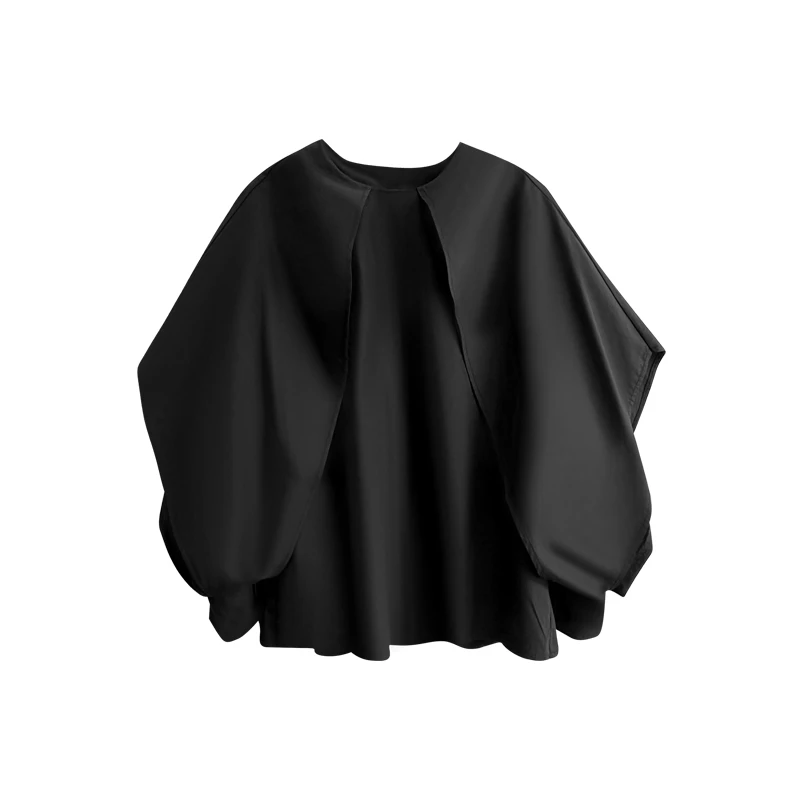 槿沅州23829设计师款圆领复古风蝙蝠袖宽松衬衫上衣女装灯笼袖