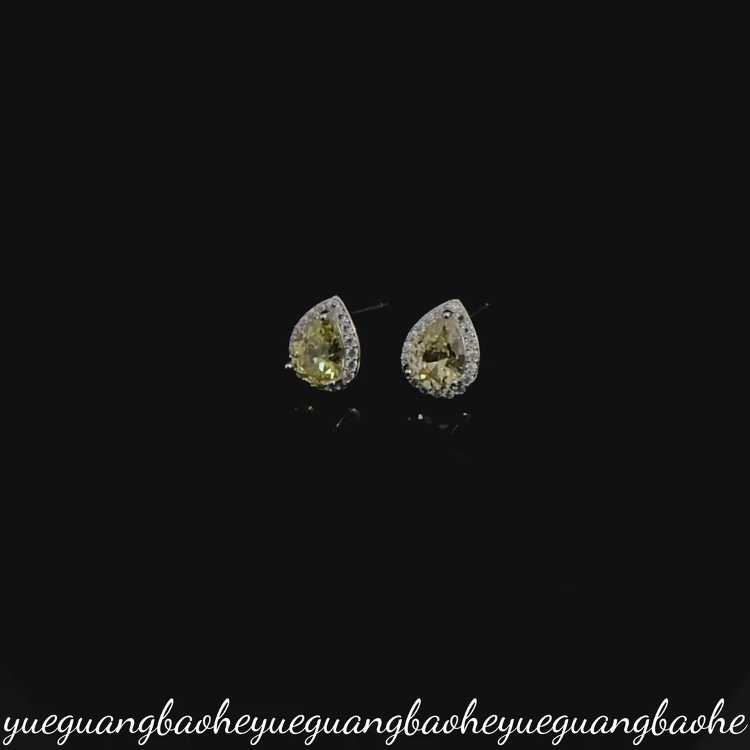 铜合金合成锆石耳饰 轻奢 铜合金合成锆水滴耳钉 E1130