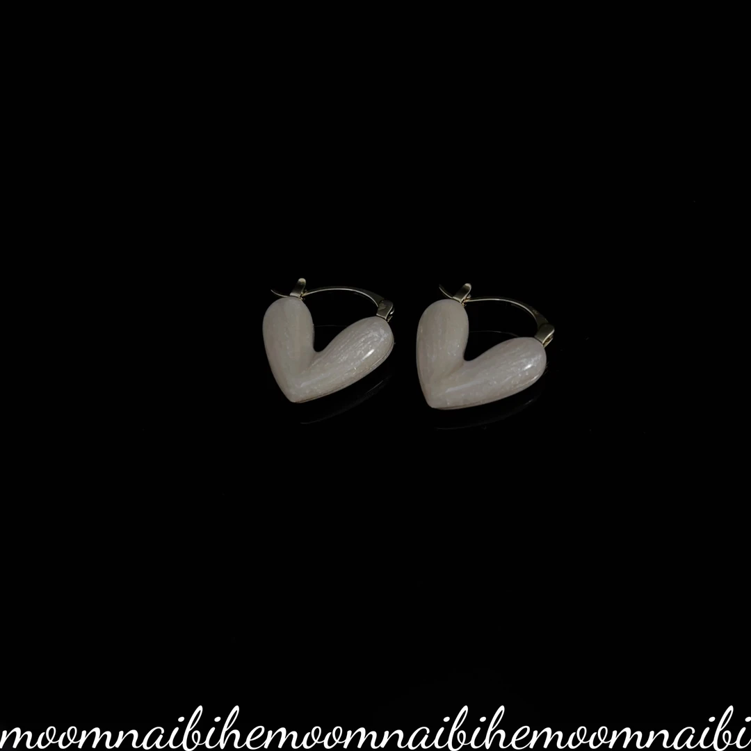 铜合金无非金属耳饰 百搭气质 铜合金滴釉爱心耳扣 E1367