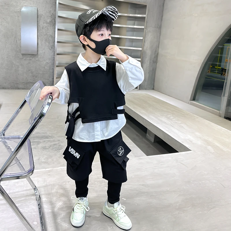 男童秋装套装洋气2025休闲帅气男孩春秋衣服潮宝宝儿童马甲三件套