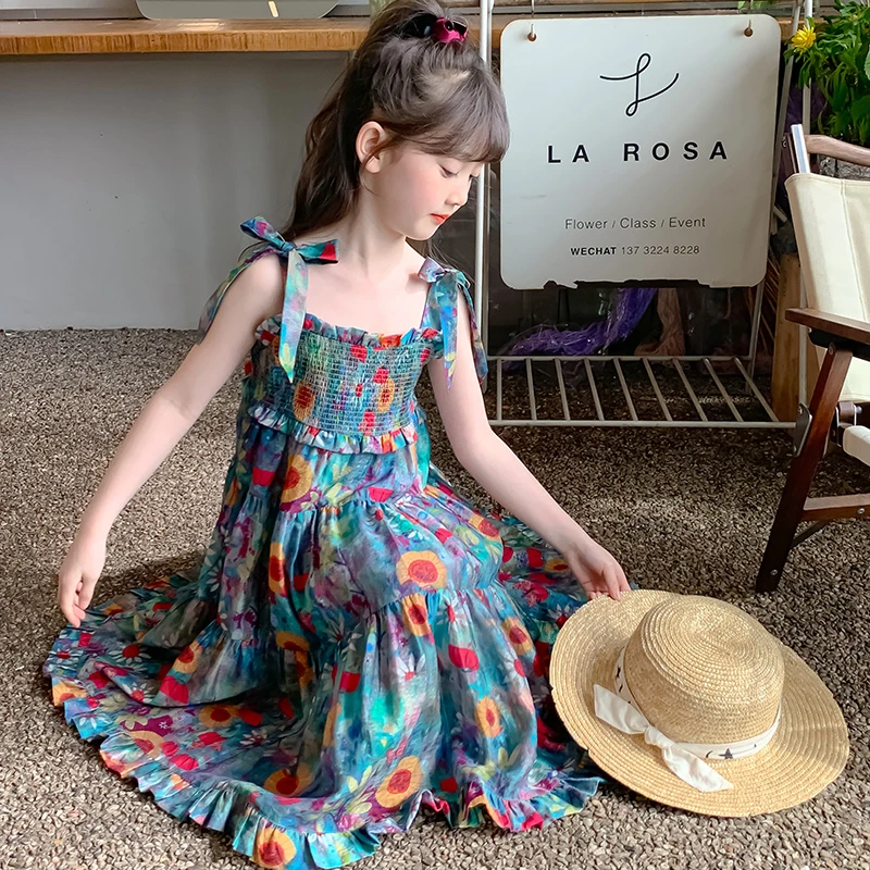 女童夏装连衣裙2024新款洋气儿童裙子夏季小女孩无袖吊带公主裙潮