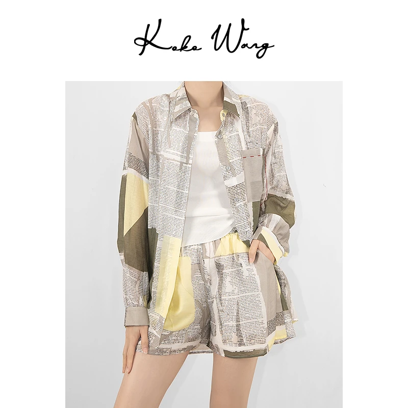 KOKO WANG小众设计夏季宽腿短裤休闲显瘦时尚薄款短裤3040662-1