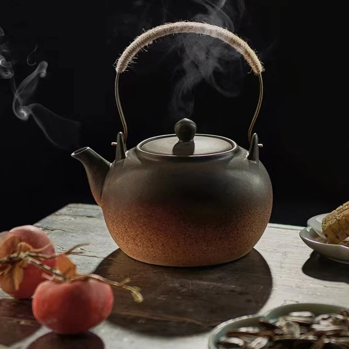 潮州复古手工家用电陶炉大容量提梁煮茶煮水壶明火炭火户外可用