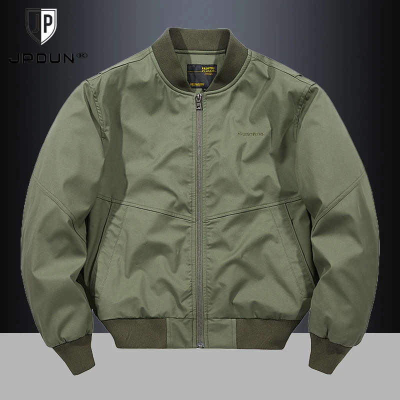 JPDUN吉普盾春纯棉工装夹克男中青年宽松飞行员棒球服休闲男外套