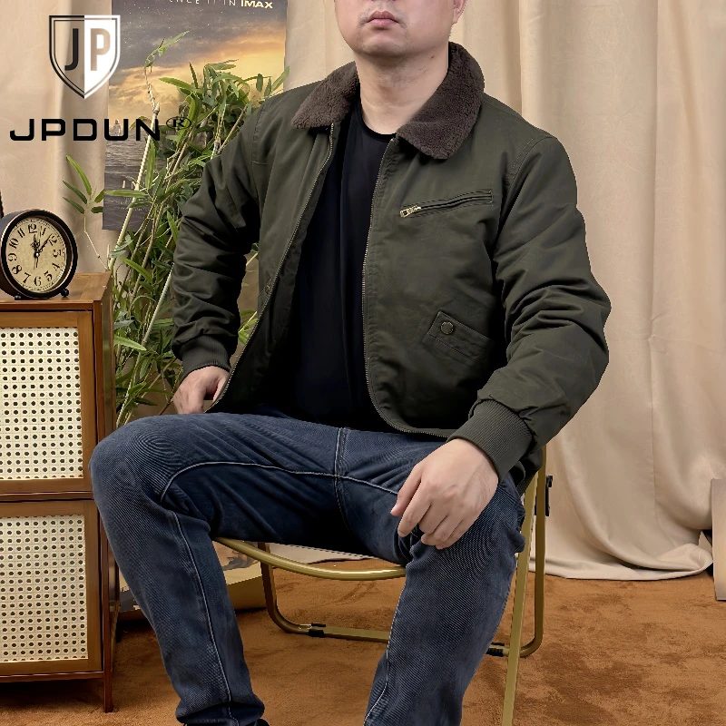 羊羔毛工装棉衣男2024冬装新款加绒加厚防风保暖飞行员厚外套棉袄