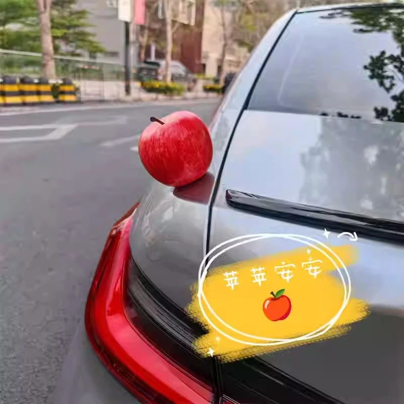 汽车摆件饰品圣诞节挂饰改装外饰创意可爱苹果后备油箱搞笑车顶配