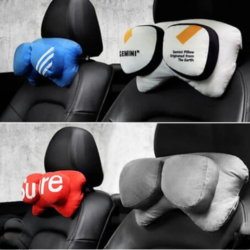 汽车双子头枕卡通车用护颈枕车内用品创意车载记忆棉车枕通用