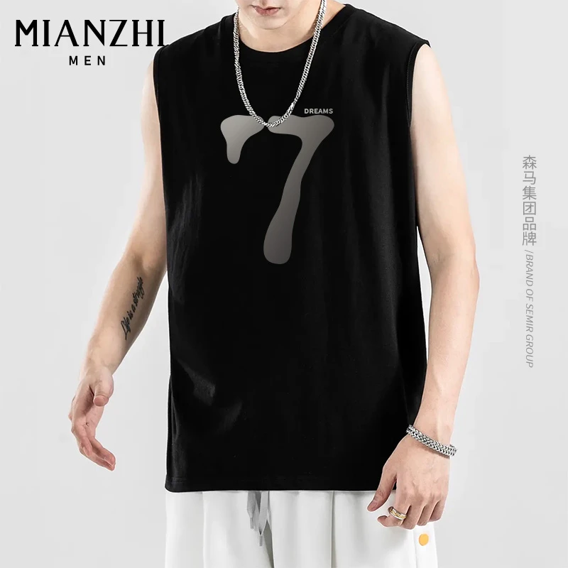棉致MIANZHI宽肩背心男士夏季美式潮牌无袖t恤男运动跨栏坎肩潮