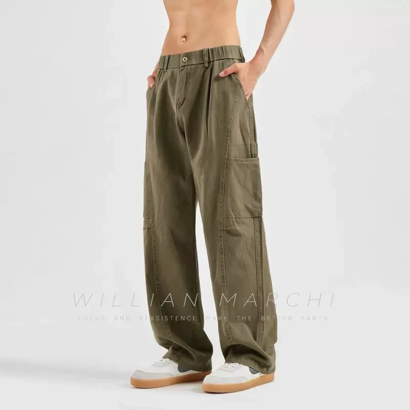 休闲宽松阔腿微喇裤直筒弯刀裤男士2025新款秋冬季潮男生工装长裤