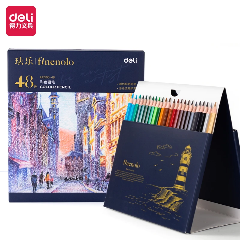 Deli/得力HE500/501-48彩盒装彩铅(混)(48支/盒)