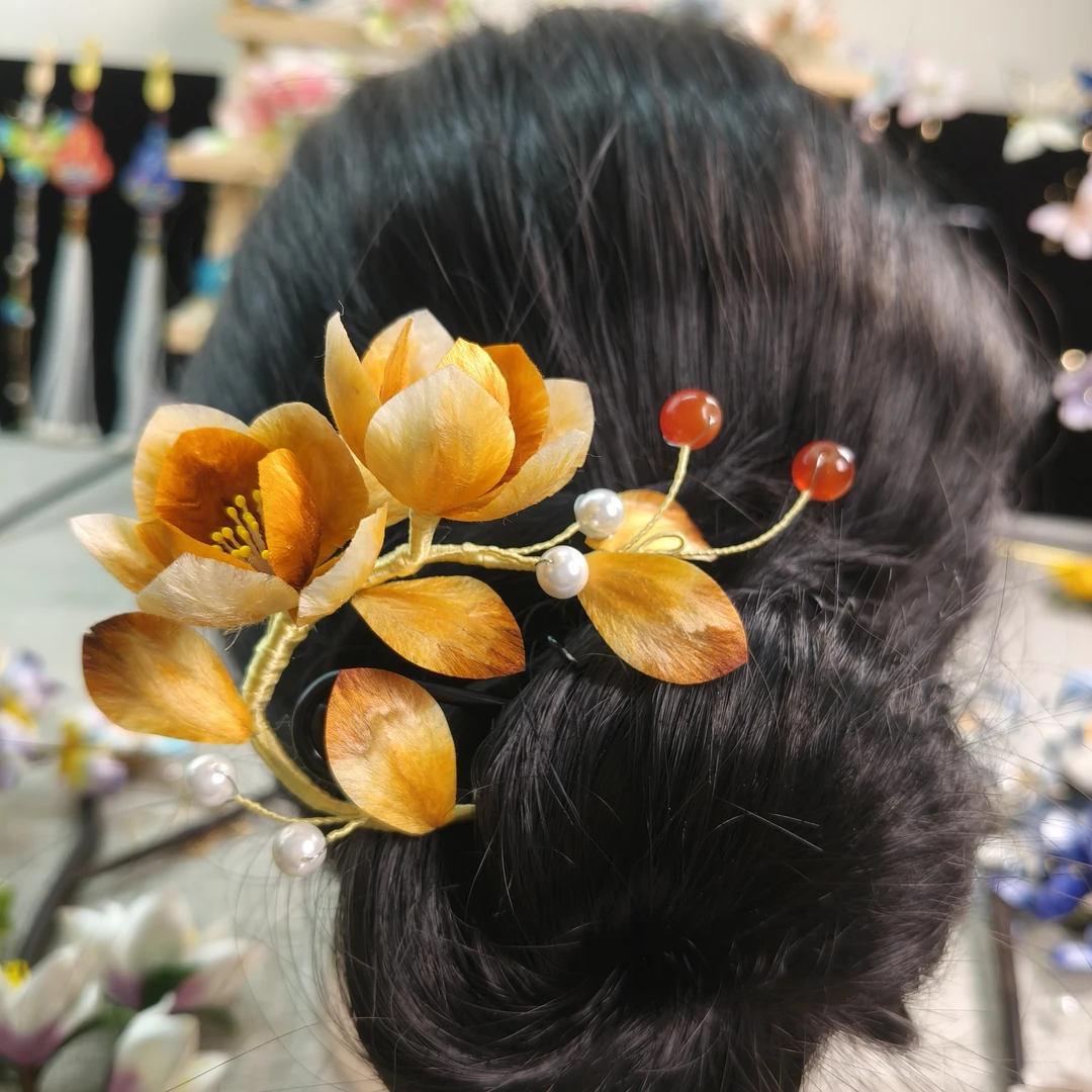 晚秋非遗绒花 手工艺品 汉服配饰