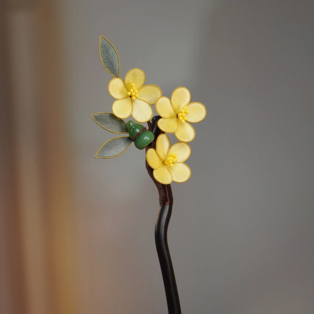 浅浅腊梅 发簪非遗绒花南京绒花手工艺品古典发簪