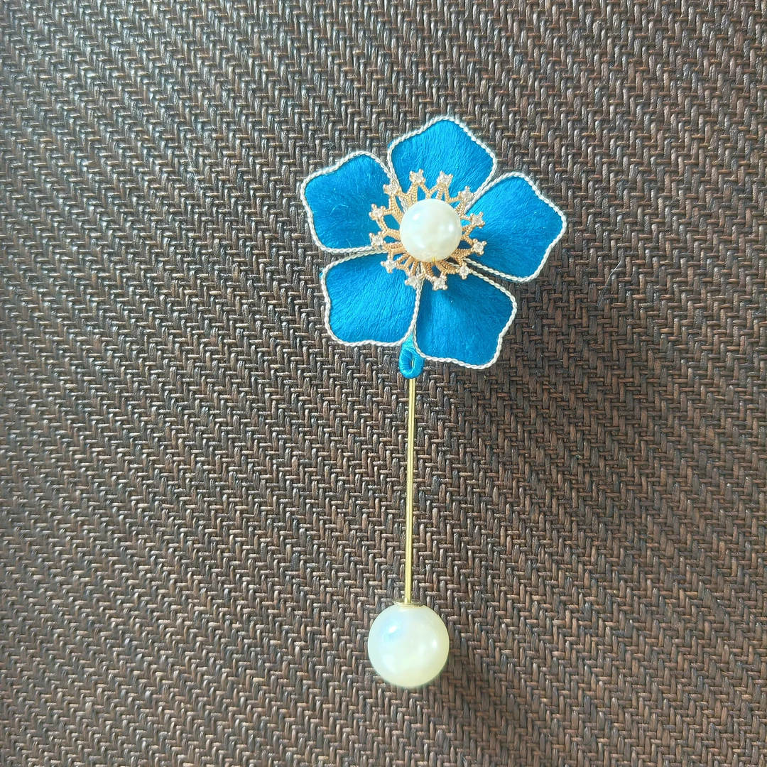 点翠色掐丝 胸针 绒花非遗手工日常配饰新中式旗袍汉服