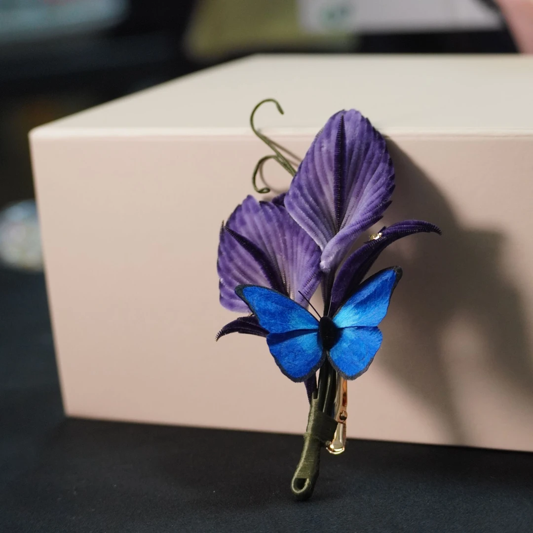 高级马蹄莲花边夹细绒 非遗绒花南京绒花国风手工艺品