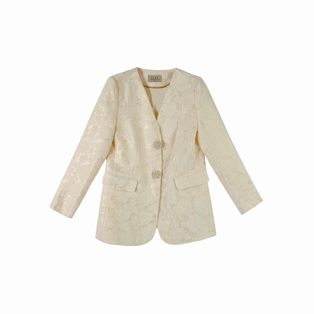 2024初春新款新中式国风提花西装外套半身裙中长款宽松套装L1113Z