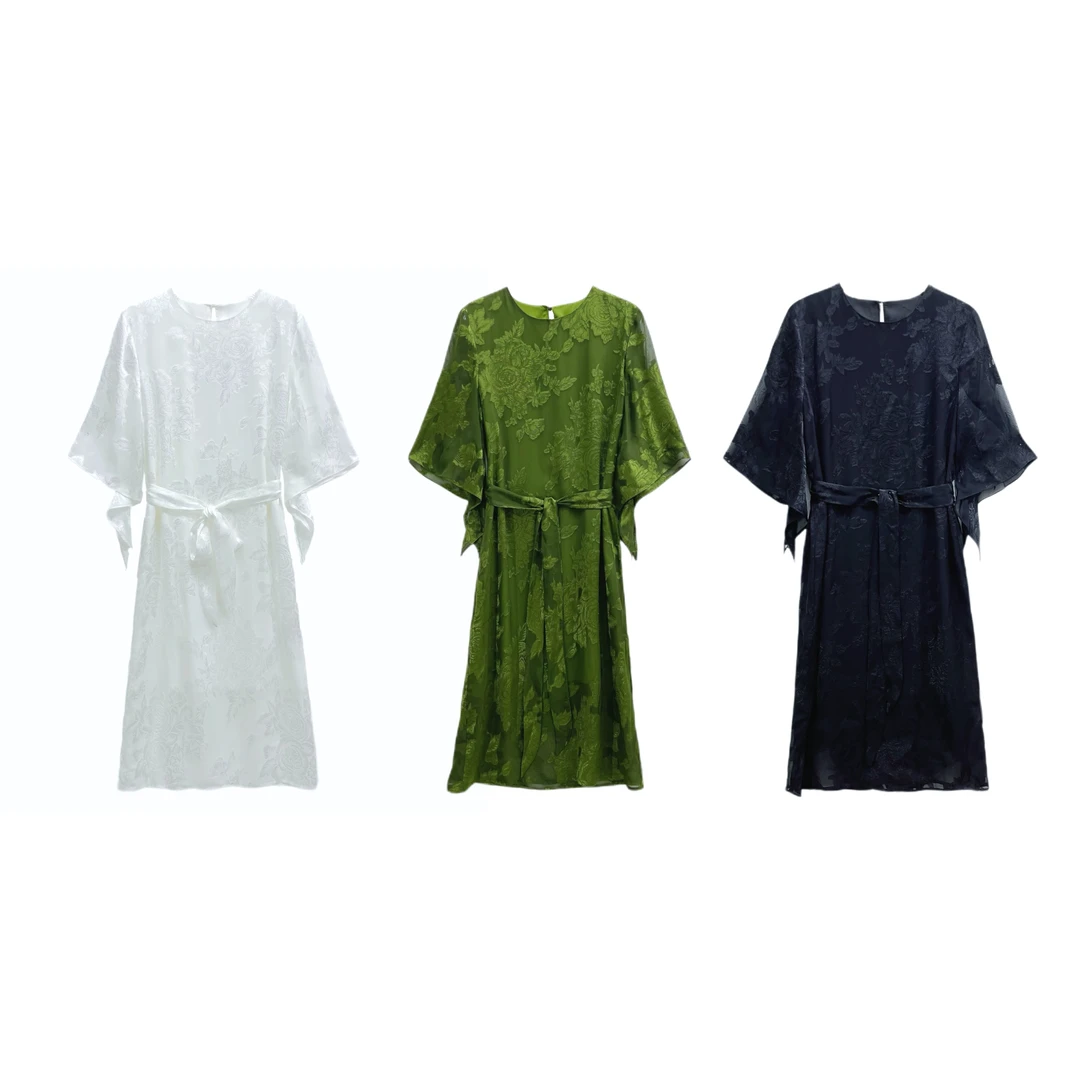 【清】高定轻奢银线定制飘逸宽松女装连衣裙220222