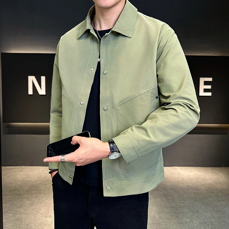休闲男外套翻领春秋季新款夹克时尚帅气百搭上衣男装春秋款外套男