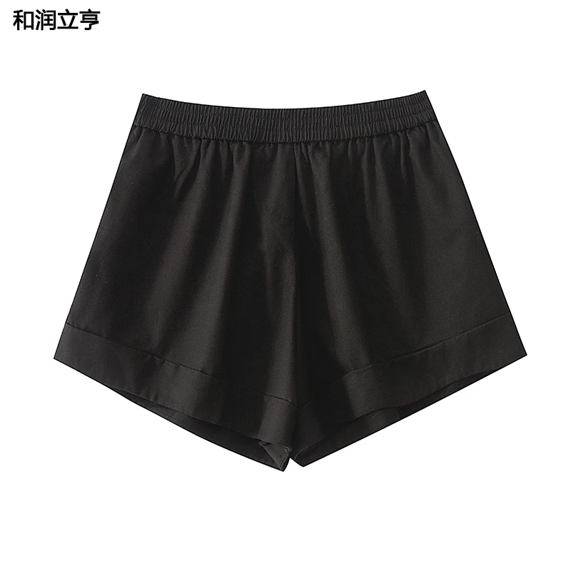 和润立亨5006  早秋新款A字阔腿简约百搭松紧腰短裤