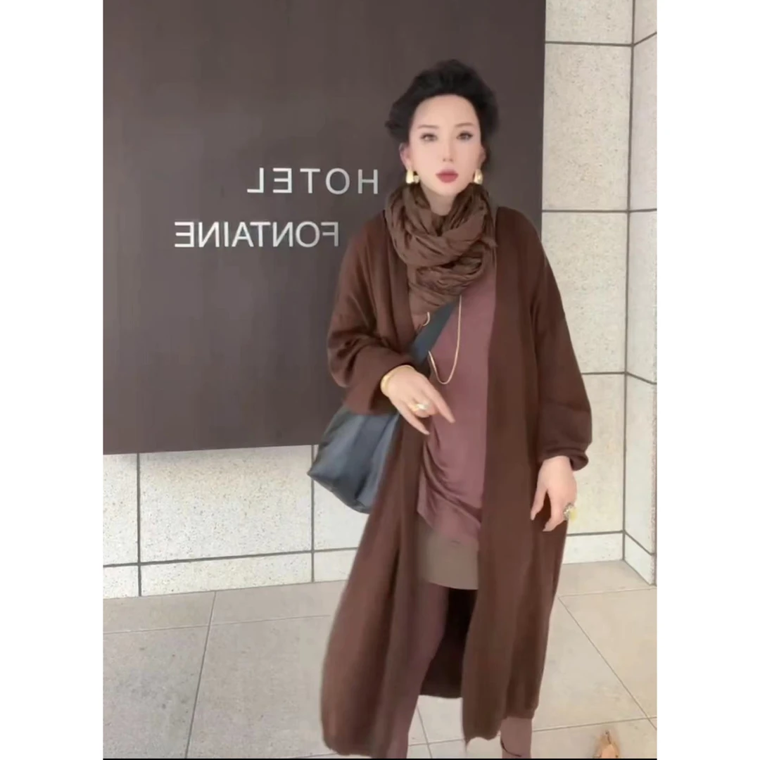 788时尚北欧风慵懒感针织长款浴袍款款开衫