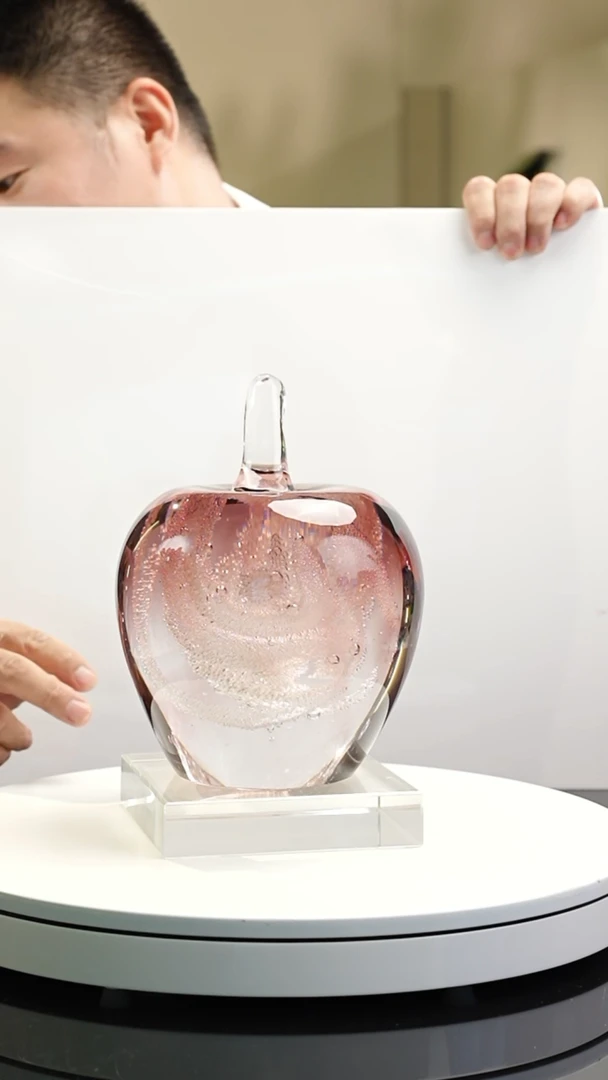 【闪购商品】琉璃手工艺品福利紫色苹果摆件带底座