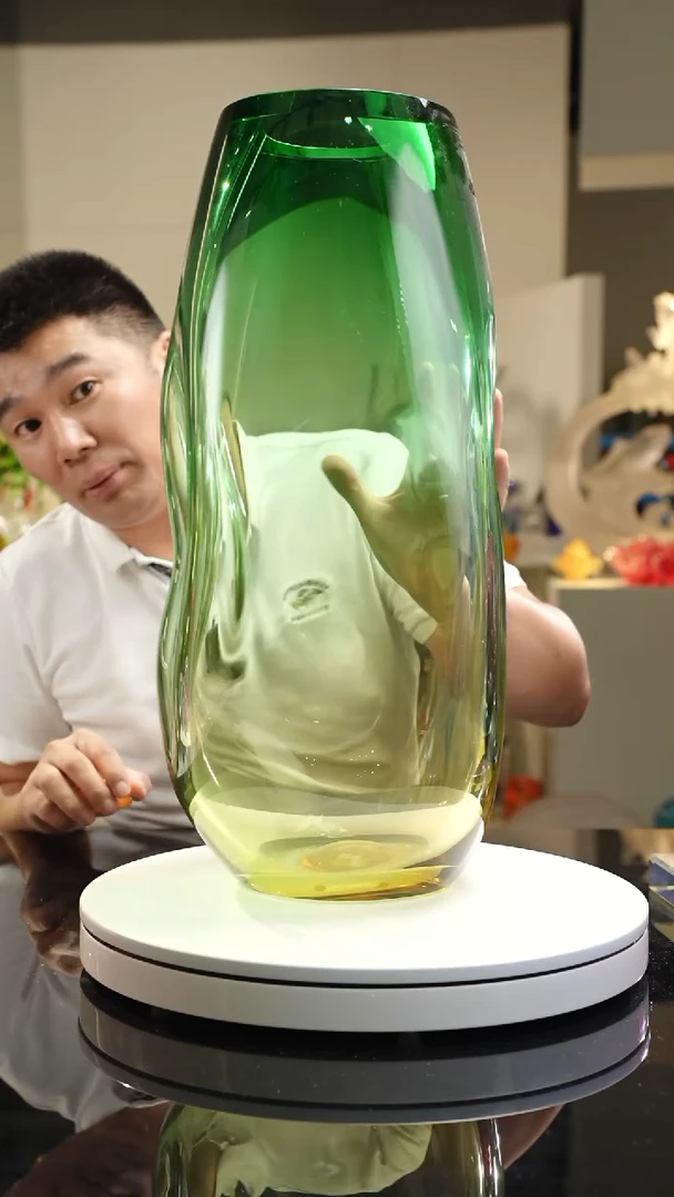 【闪购商品】琉璃手工艺品福利琥珀绿花瓶