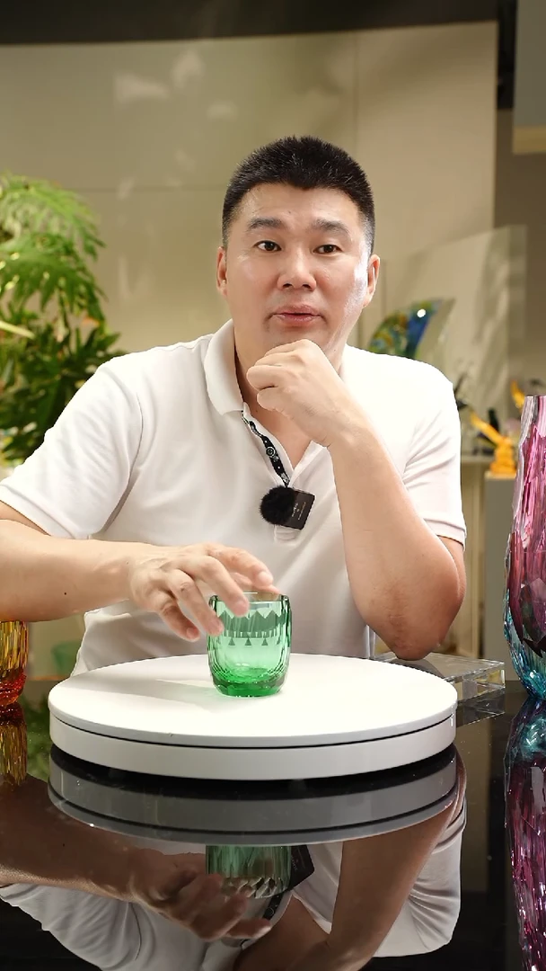 【闪购商品】琉璃手工艺品绿色福利切面水杯