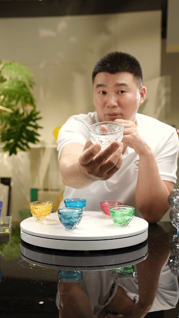 【闪购商品】琉璃手工艺品设计款水晶茶杯一对