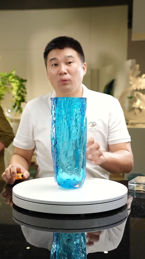 【闪购商品】琉璃手工艺品福利天空蓝花瓶