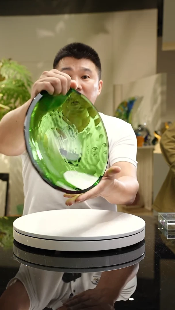 【闪购商品】琉璃手工艺品绿色切面果盘
