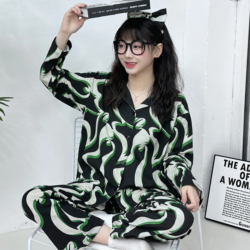 2025年睡衣女新款春秋女士网红爆款可爱大码休闲家居服两件套装