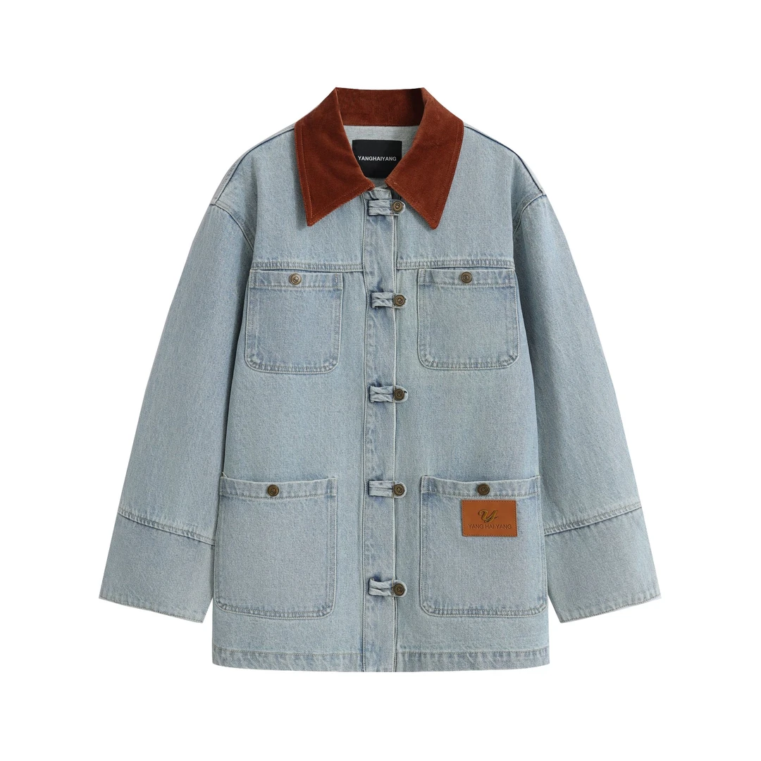 【妹妹专属】YANGHAIYANG 2024AW翻领中式牛仔外套
