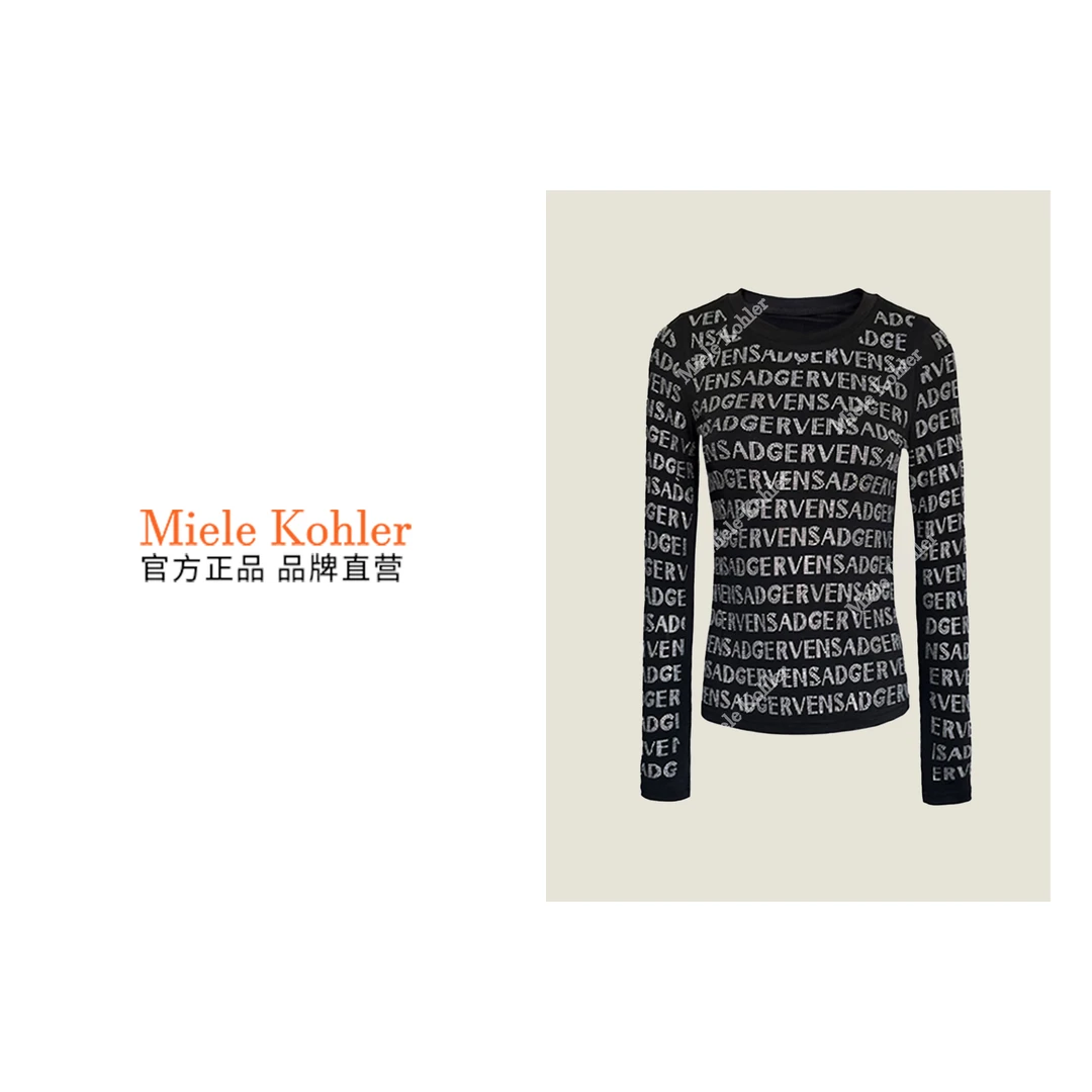 时尚字母T恤女士通勤百搭圆领长袖上衣OKQ1266【澳门小源同款】