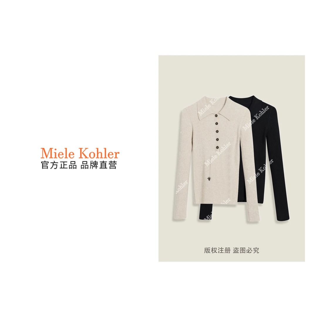 秋季新款高级感刺绣小蜜蜂女polo领毛衣MKKQ36267【澳门小源同款】