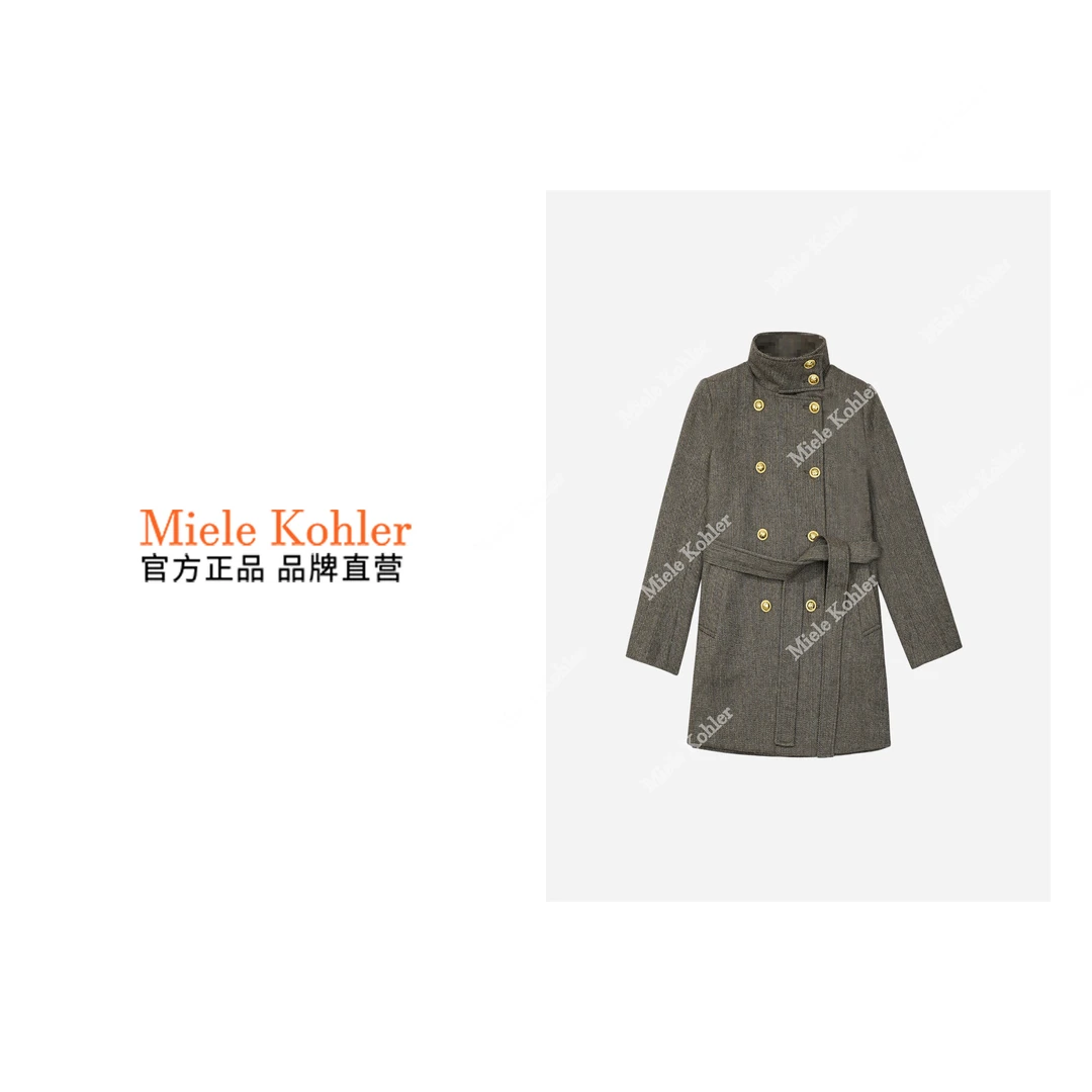 新款高级感气质收腰双排扣羊毛外套MKOKQ9229【澳门小源同款】