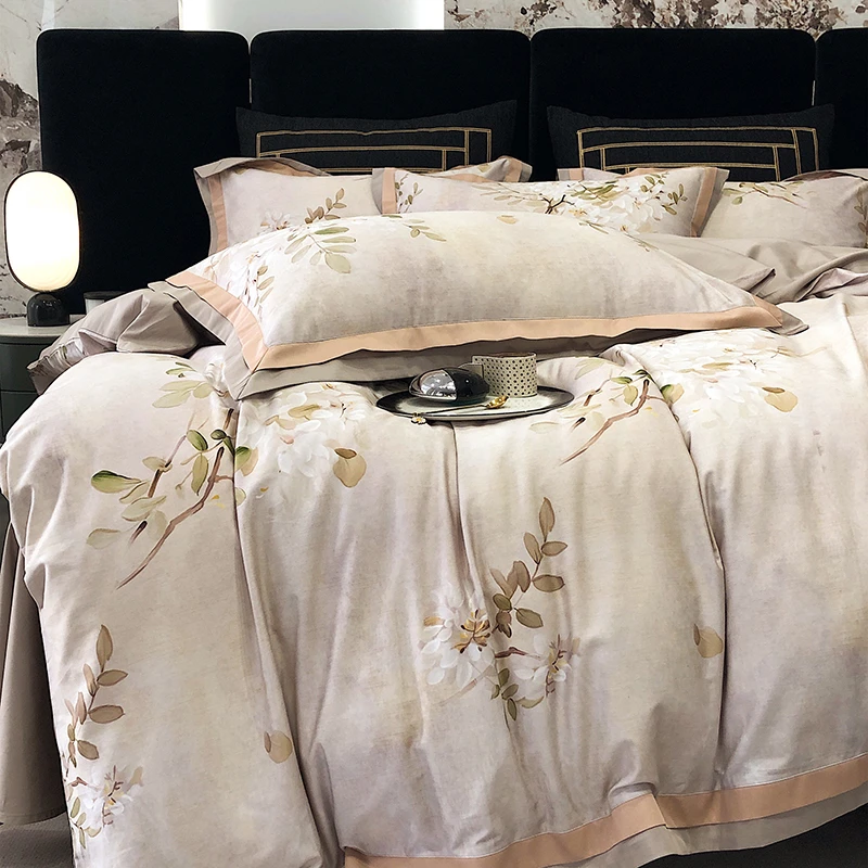 高档轻奢风100支全棉四件套2023年新款数码印花系列床上用品套件