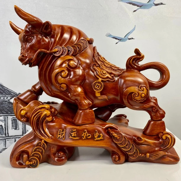 财运如虹牛高档大号工艺品摆件（长32高28）玄关貔貅麒麟老虎金钱