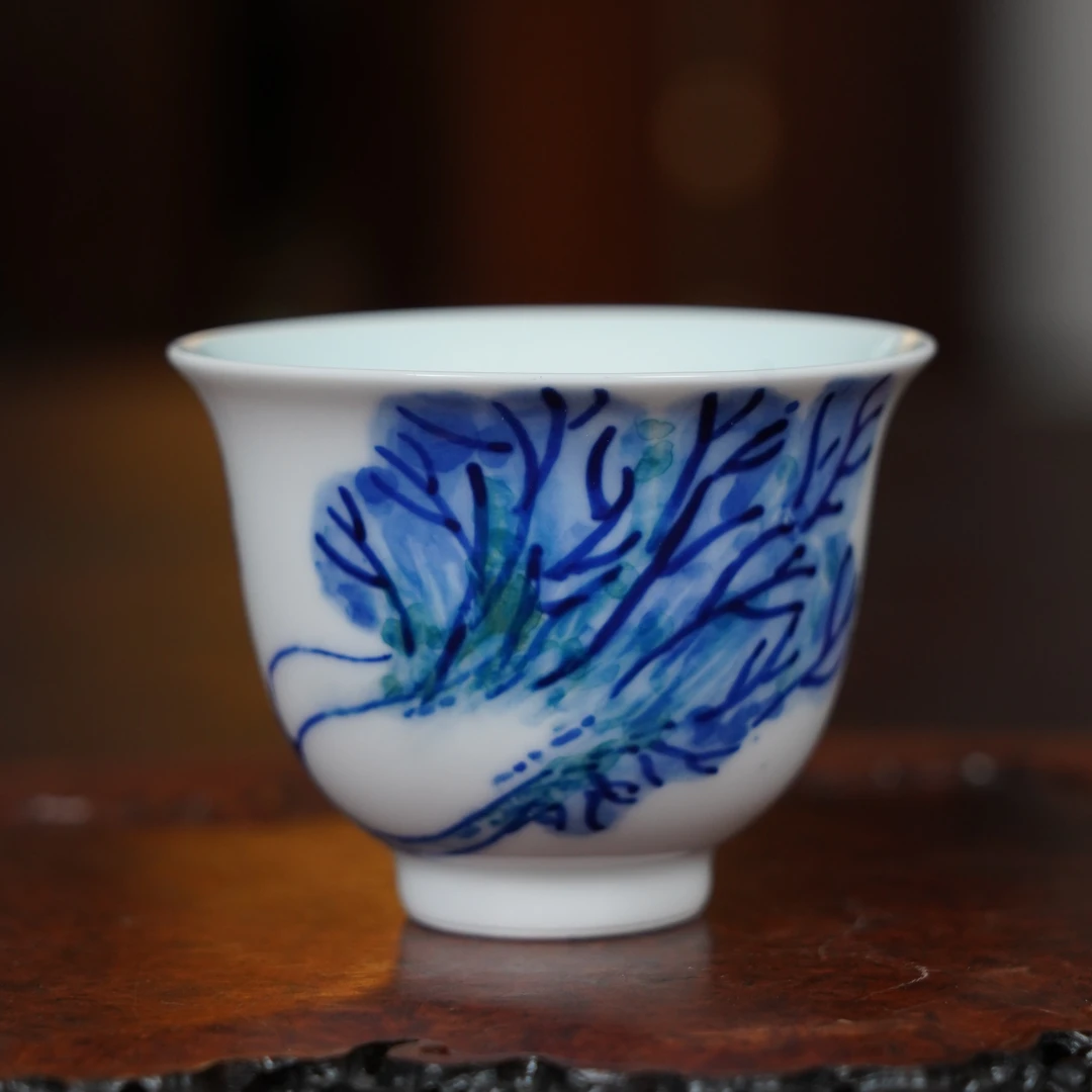 瑞和【桂红作品】 青花五彩 铃铛杯 白菜纹