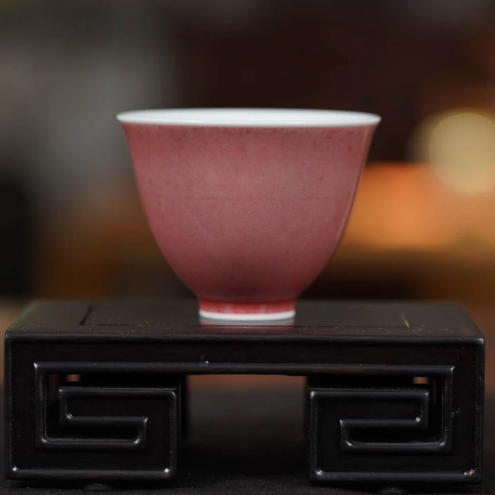 瑞和单色釉 豇豆红 天空蓝 手工单杯 全手工主人杯