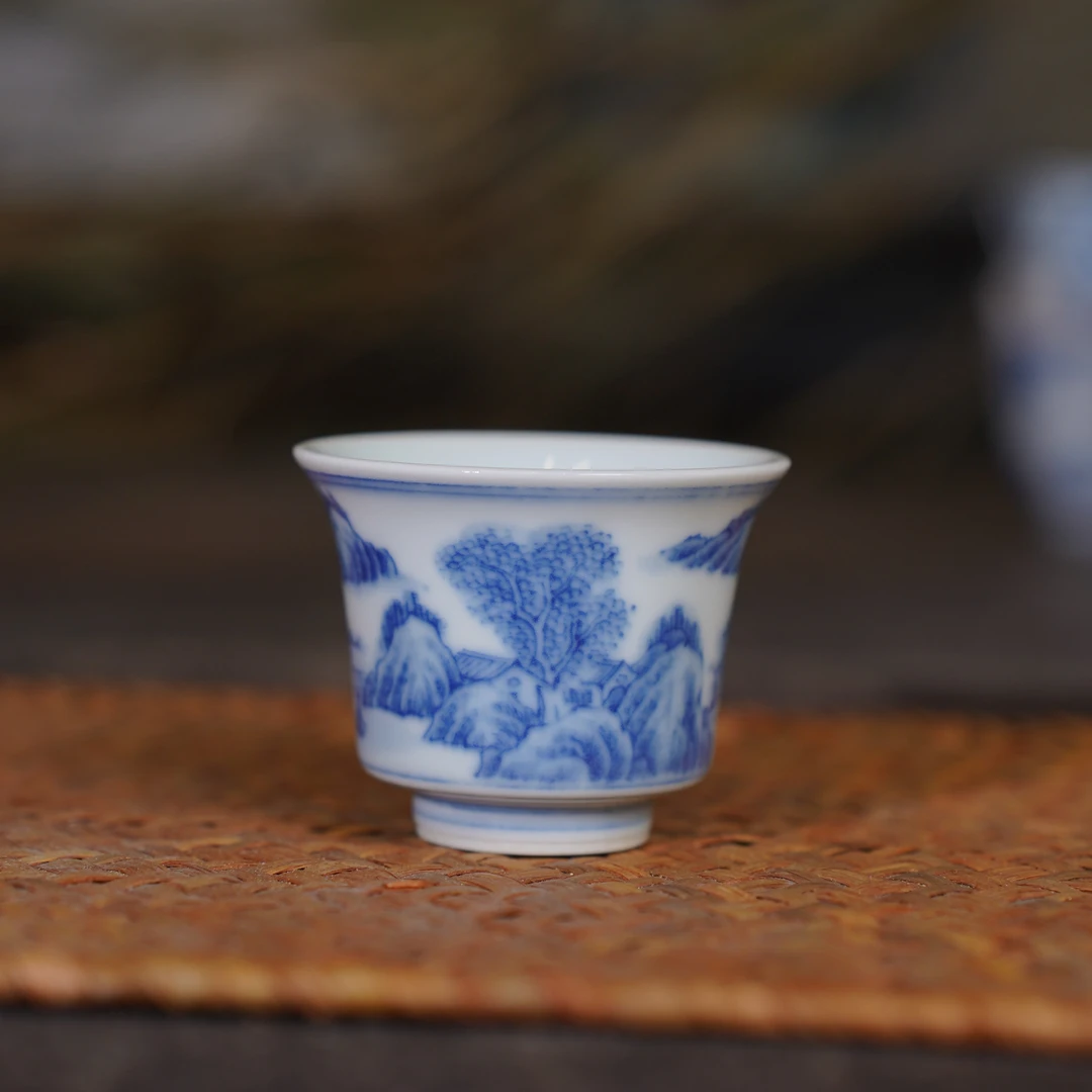 瑞和【传世玉窑】青花山水钟式杯主人杯（容量约50ml)