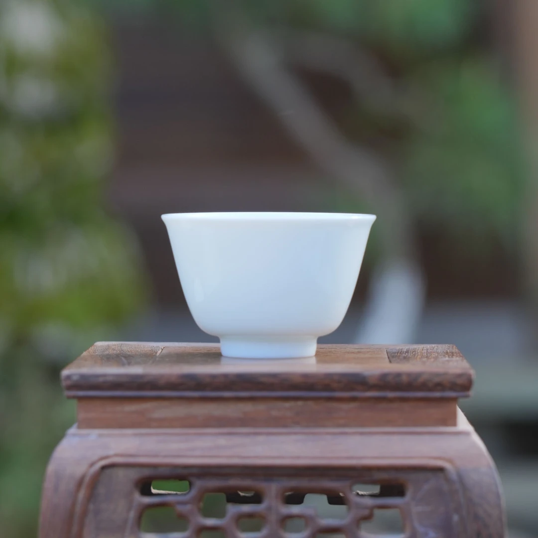 【玉窑】原矿白釉玉瓷小杯 官窑传统古法柴窑主人杯